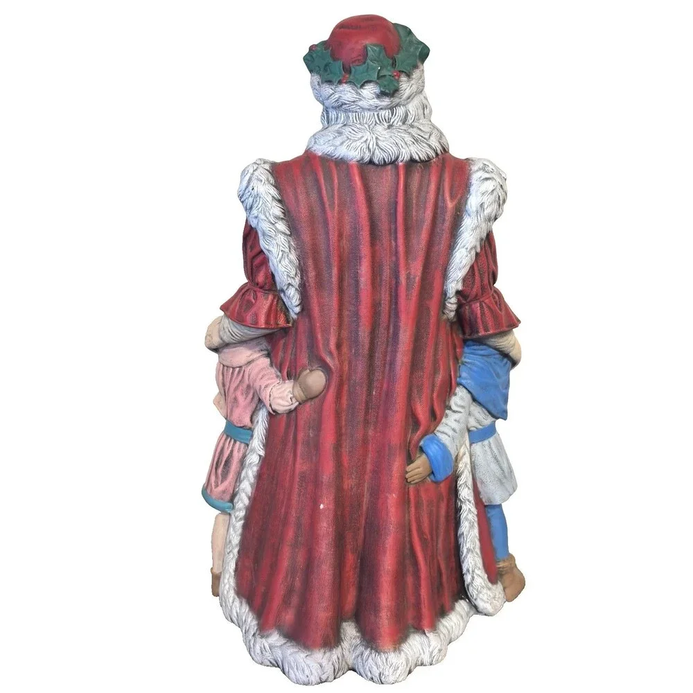 Vintage Ceramic Piece Santa Claus with Two Children Reading Book  Christmas